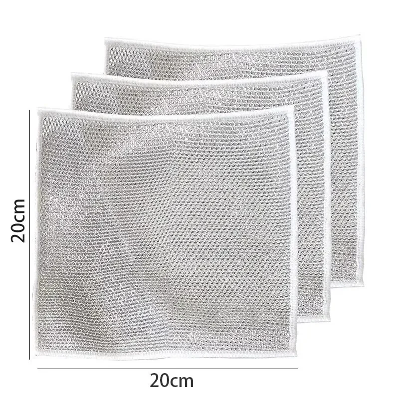 10pcs Magic Dishcloth Silver Wire Cleaning Kitchen Cloth Thickened Microfiber Wash Towel Built-in Sponge Steel Wire Ball Rag thumbnail 6