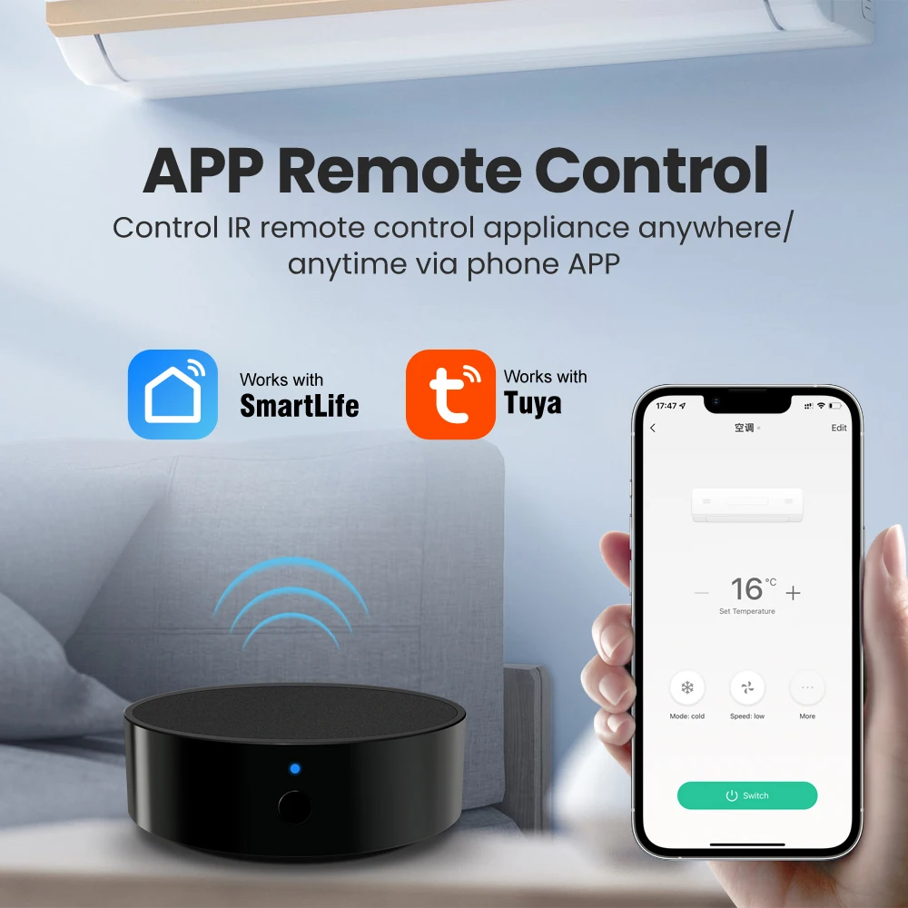 AVATTO Tuya WiFi IR Remote Control Smart Home Infrared Controller for Air Conditioner ALL TV LG TV Support Alexa Google Home thumbnail 2