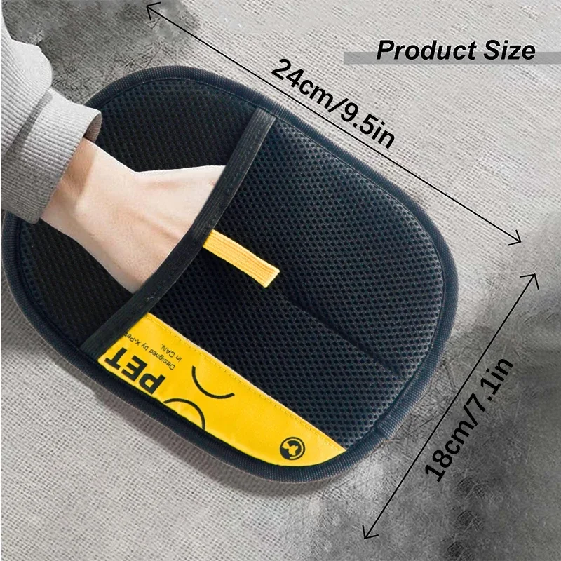 Pet Hair Remover Gloves Electrostatic for Cats Dogs, Reusable Washable Grooming Glove with 2-in-1 Lint Roller Brush - Safe Non-T thumbnail 3