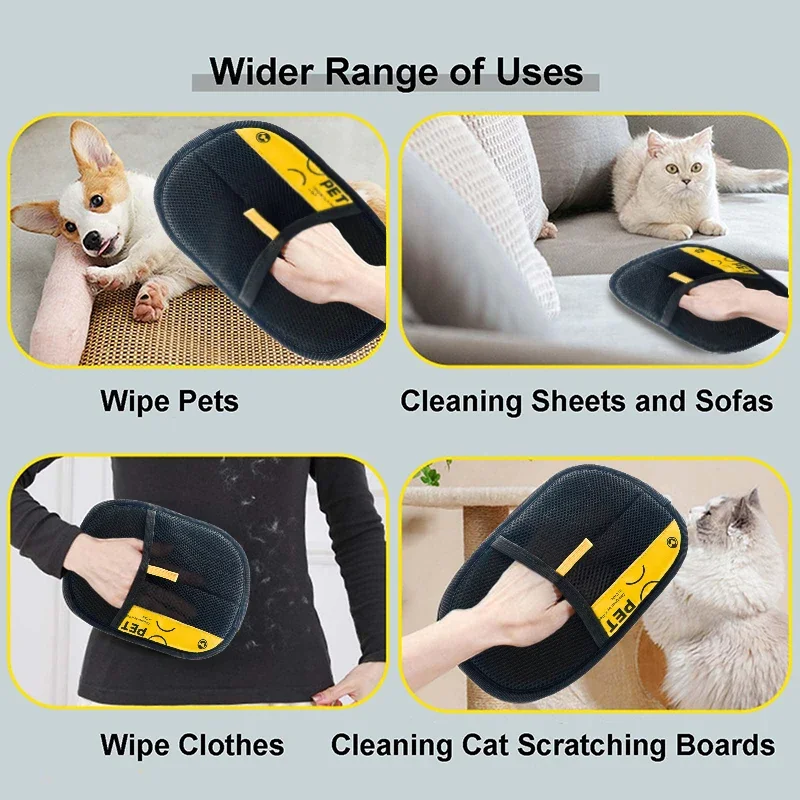 Pet Hair Remover Gloves Electrostatic for Cats Dogs, Reusable Washable Grooming Glove with 2-in-1 Lint Roller Brush - Safe Non-T thumbnail 6
