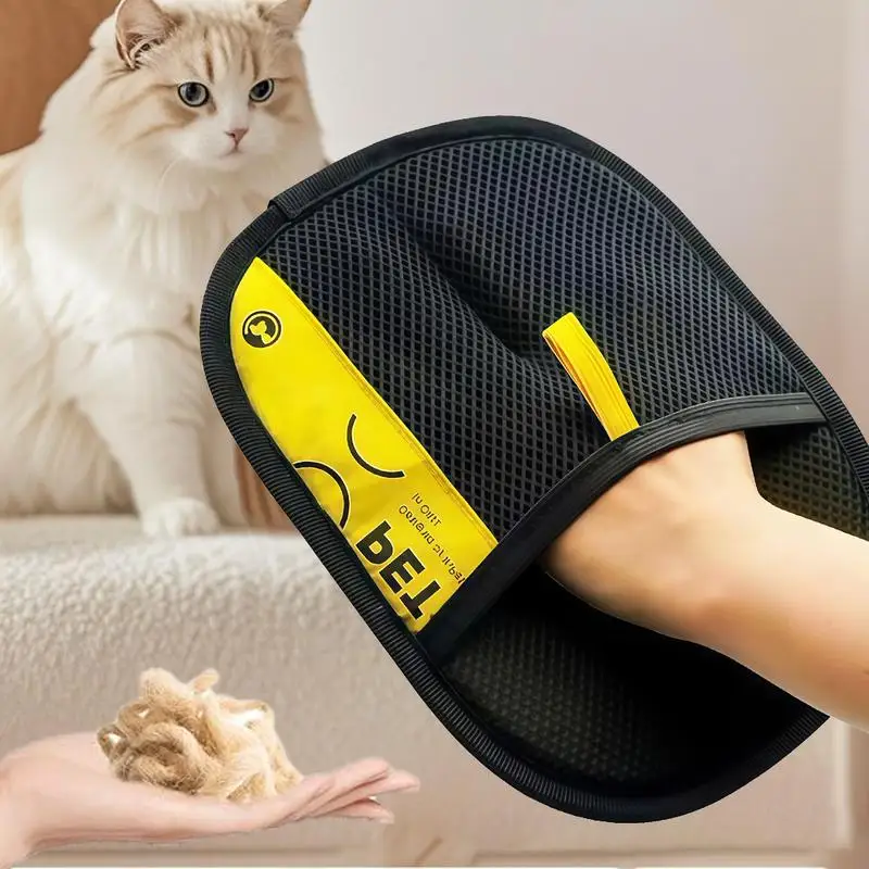 Pet Hair Remover Gloves Electrostatic for Cats Dogs, Reusable Washable Grooming Glove with 2-in-1 Lint Roller Brush - Safe Non-T thumbnail 2