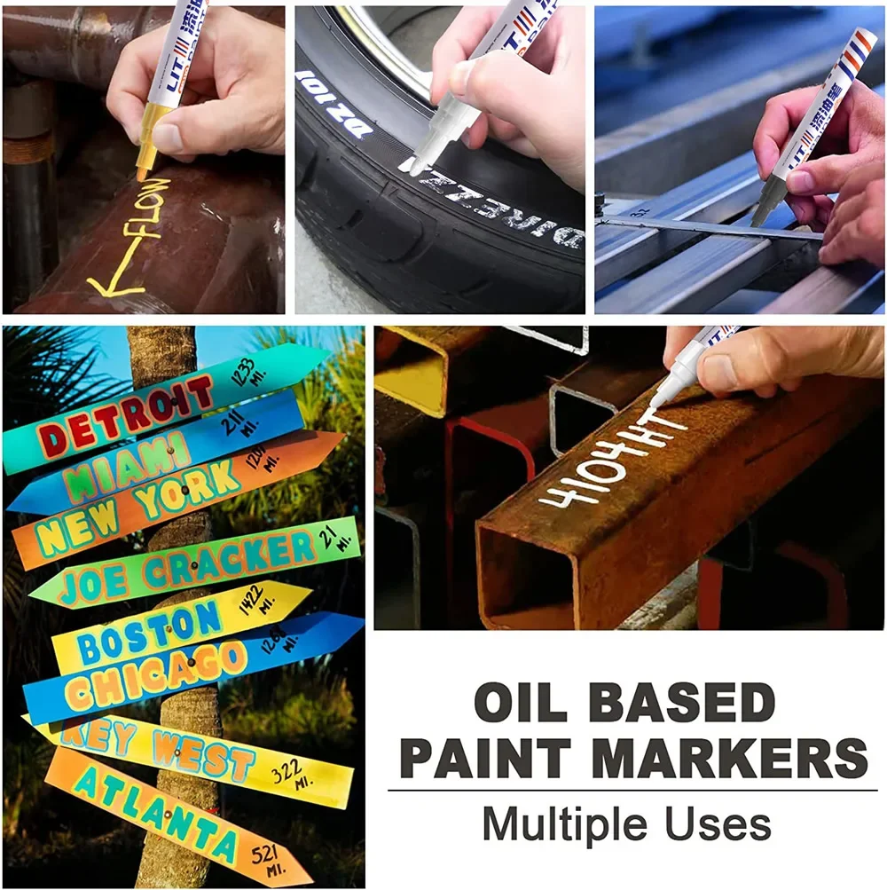 3mm 10p Colorful 8 Colors Permanent Paint Marker Waterproof White Markers tire tread rubber fabric Paint metal Paint Marker Pens thumbnail 6