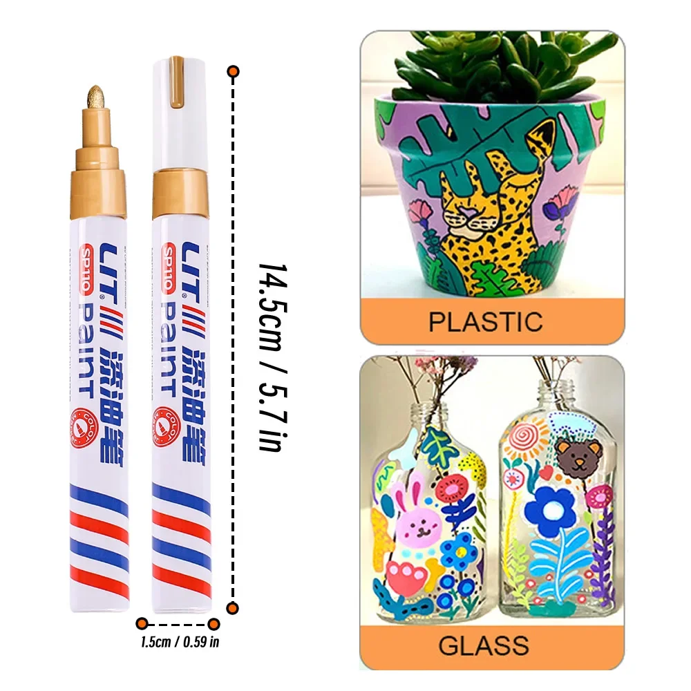3mm 10p Colorful 8 Colors Permanent Paint Marker Waterproof White Markers tire tread rubber fabric Paint metal Paint Marker Pens thumbnail 2