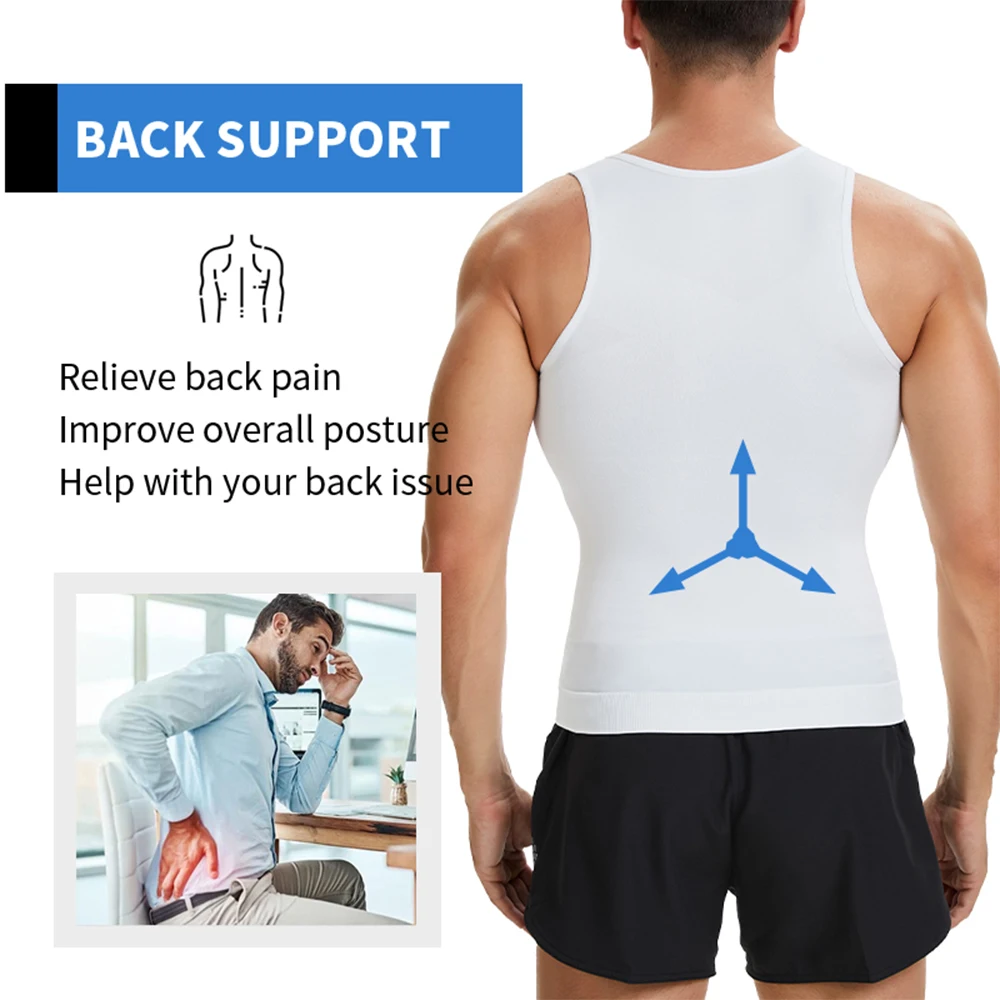 Men's Body Shaper Slimming Shirt V Neck Tummy Vest Compression Base Layer Slim Muscle Tank Top Shapewear thumbnail 4