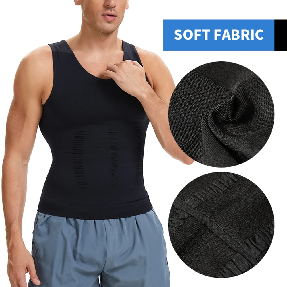 Men's Body Shaper Slimming Shirt V Neck Tummy Vest Compression Base Layer Slim Muscle Tank Top Shapewear thumbnail 6