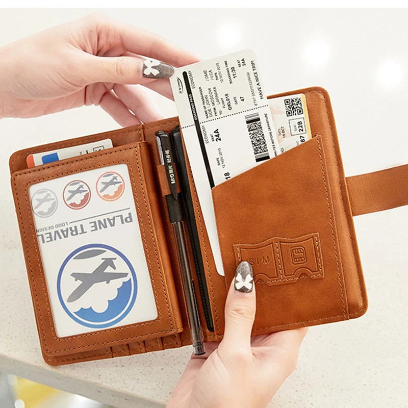 Custom Letters Travel Passport Wallet Fashion PU Leather Large Capacity Card Bag Man Multifunction Business Trip Passport Holder thumbnail 5