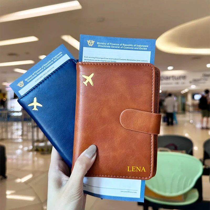 Custom Letters Travel Passport Wallet Fashion PU Leather Large Capacity Card Bag Man Multifunction Business Trip Passport Holder thumbnail 2