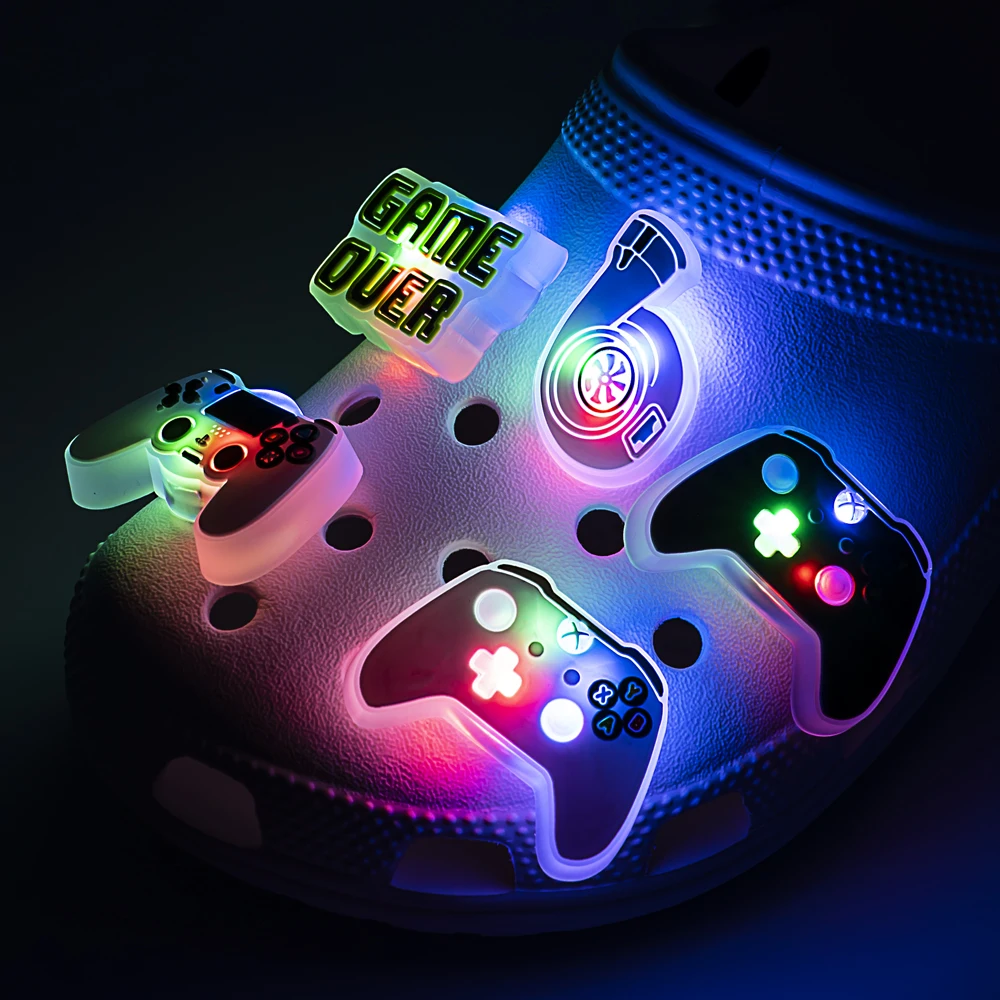 5PCS LED Shoe Charms Cats Dogs Unicorns Lighted Shoe Decorations Gamepad Cameras Diamond LED Pins for Women Girls Clog Buckles thumbnail 2