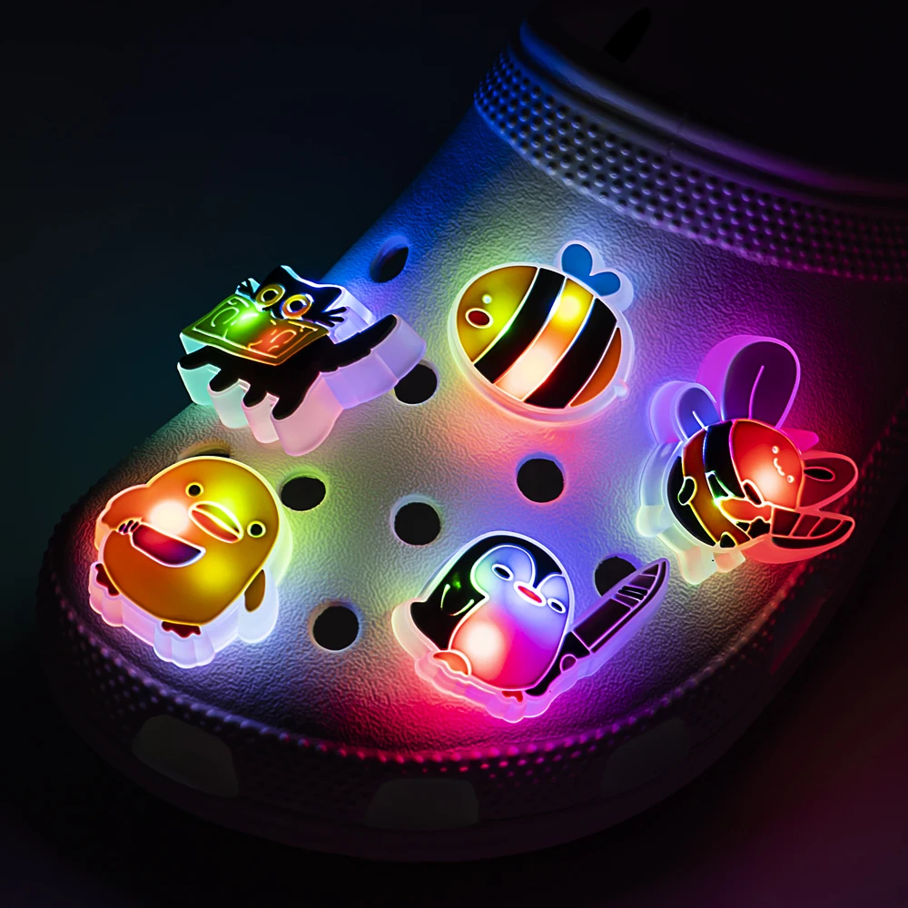 5PCS LED Shoe Charms Cats Dogs Unicorns Lighted Shoe Decorations Gamepad Cameras Diamond LED Pins for Women Girls Clog Buckles thumbnail 4