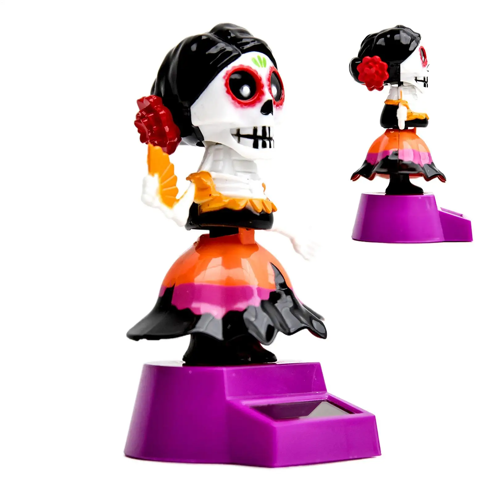Skull Bobblehead Dashboard Solar Powered Ornaments Bobbing Heads Auto Dash Skeleton Doll Exquisite Desktop Fun Figurines thumbnail 4