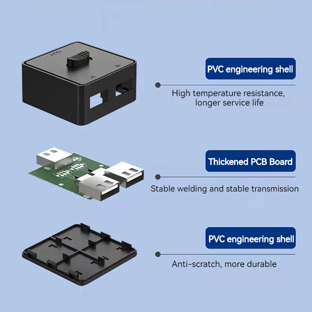 USB 3.0 Switcher KVM Switch 1x2/2x1 Bidirectional Shared Controller Splitter for Computer PC Keyboard Mouse Printer USB 2.0 Hub thumbnail 6
