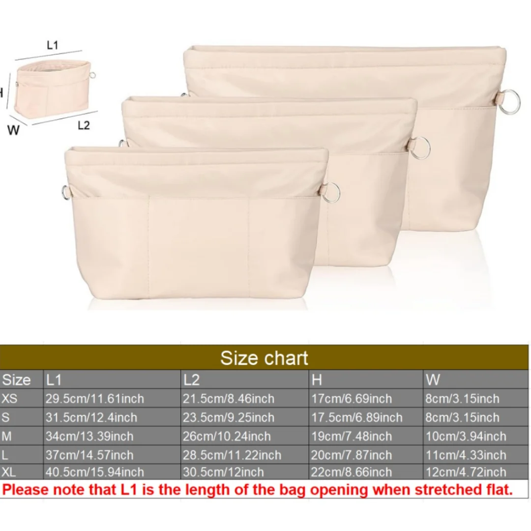 Handbag Tote Purse Organizer Insert Bag Liner Shaper Divider Zipper 11 Pockets Compartments thumbnail 2