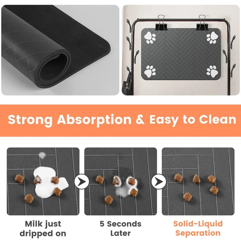 Pet Feeding Dropshipping Pet Placemat for Food and Water Bowl, with Waterproof Rubber Backing, Quick Dry Water Mat for Dog Cat thumbnail 4