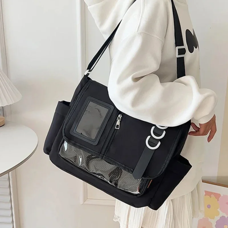 Y2K Japanese Harajuku School Bags for Girls New Transparent Itabag Shoulder Crossbody Bag DIY Badges Display Plate Ita Bag thumbnail 3