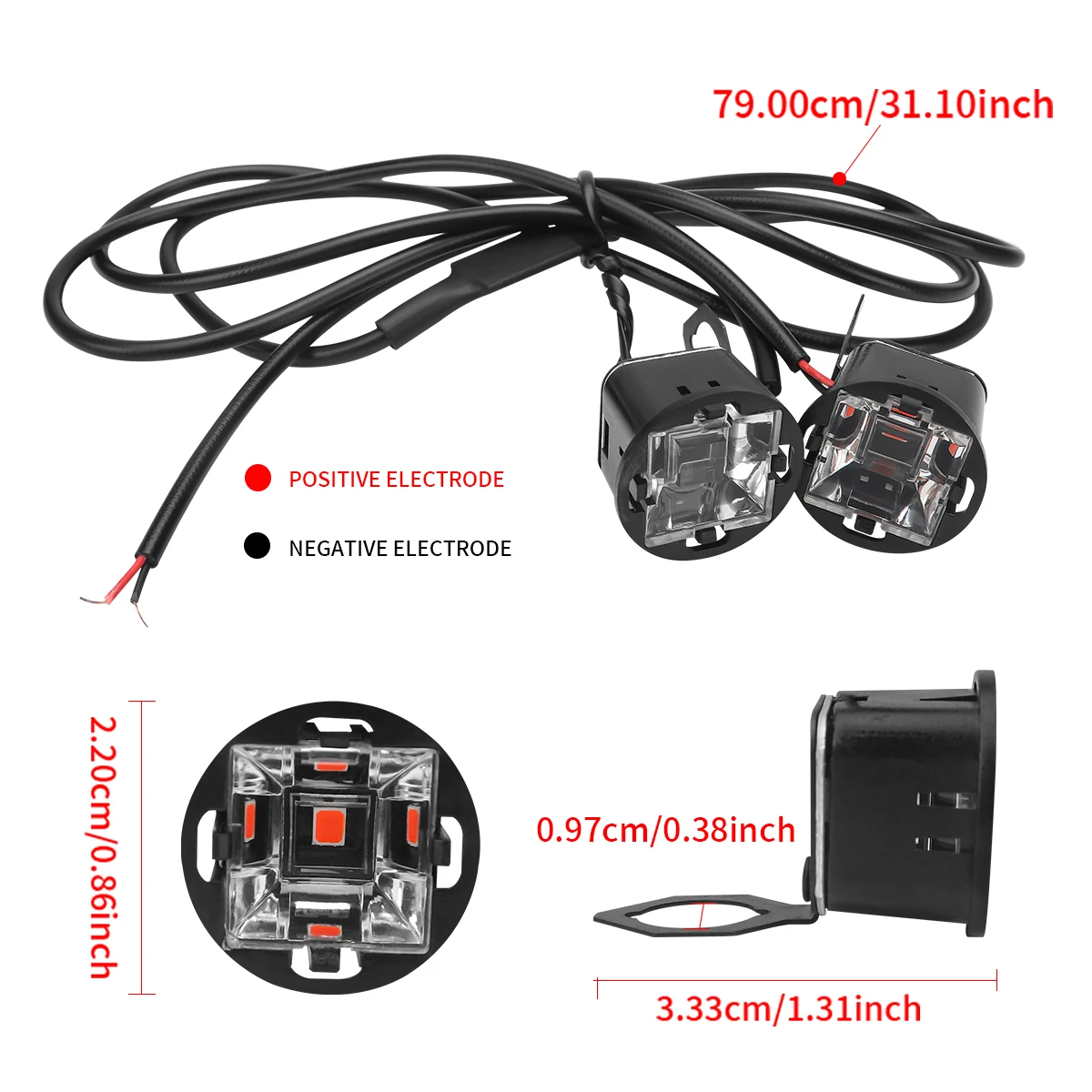 Motorcycle LED Mirror Light Duol Color LED Spotlight Light Police Warning Flashing Light Running Light for UTV ATV Red Blue 12V thumbnail 5