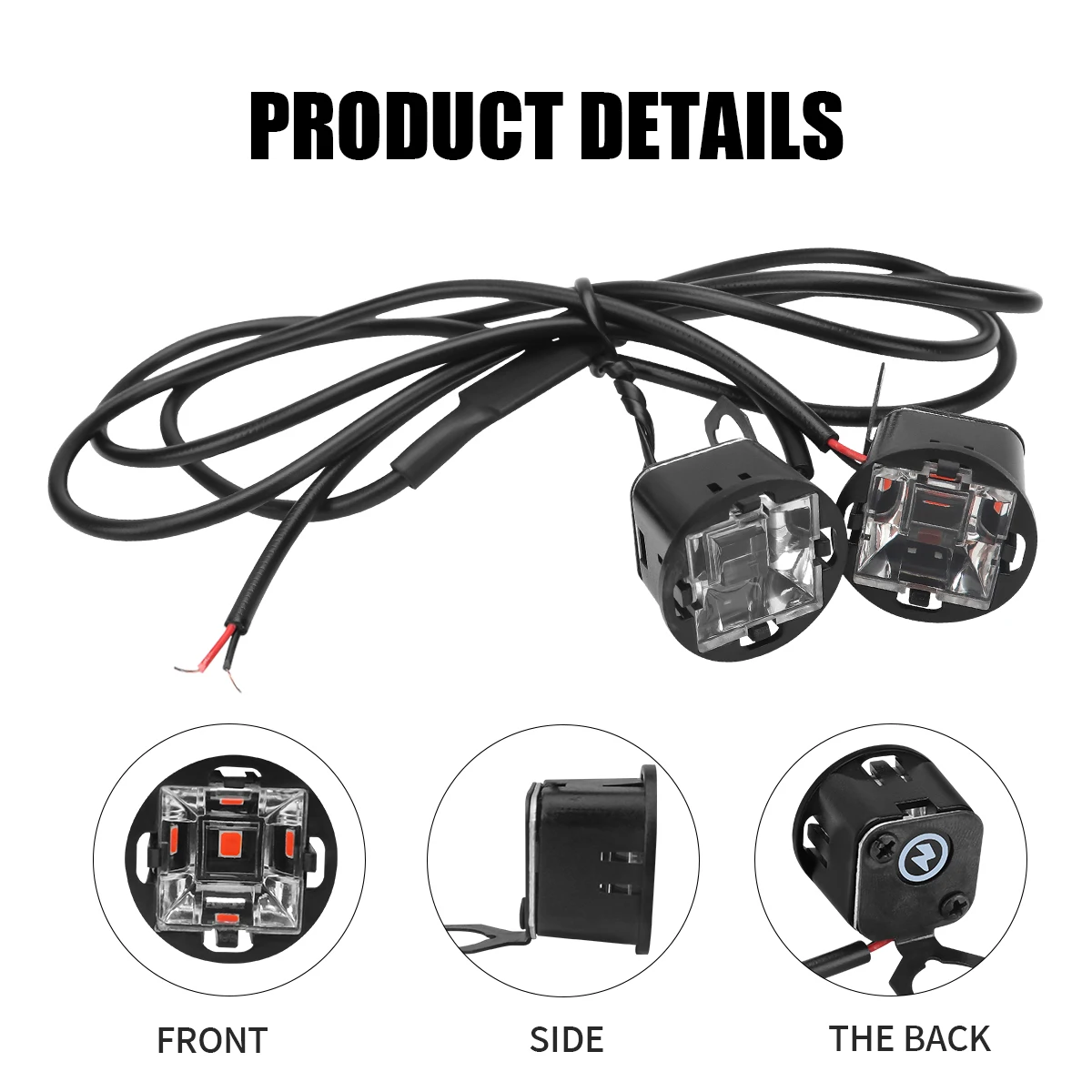Motorcycle LED Mirror Light Duol Color LED Spotlight Light Police Warning Flashing Light Running Light for UTV ATV Red Blue 12V thumbnail 4