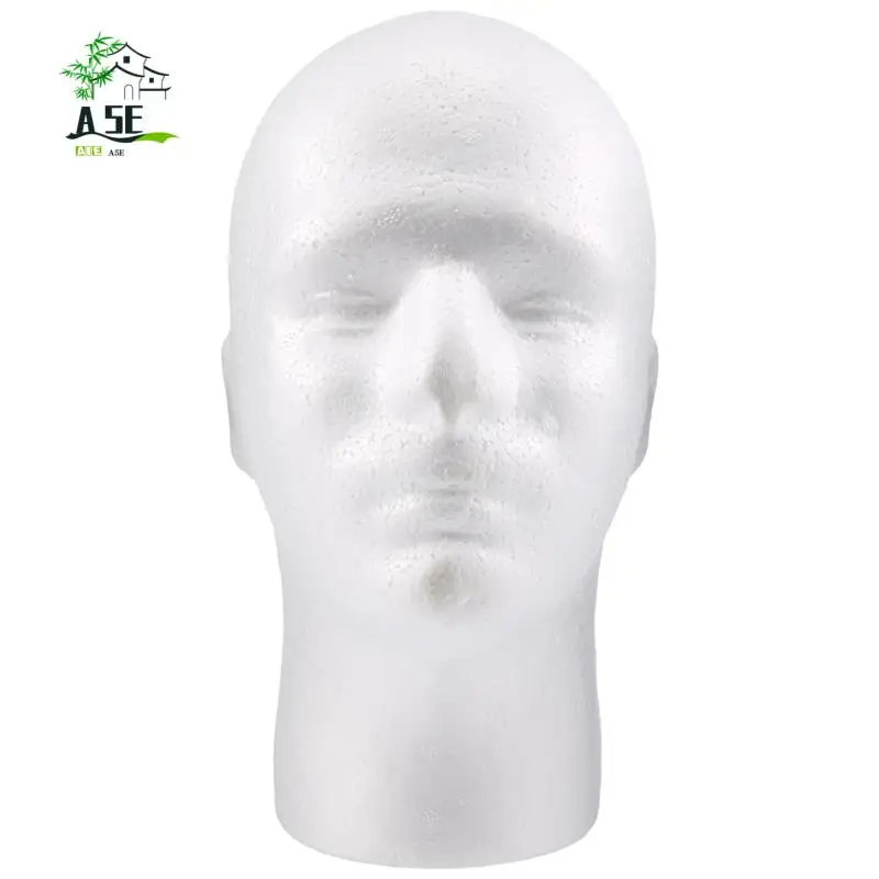 A05E-Male Wig Display Cosmetology Mannequin Head Stand Model Foam White