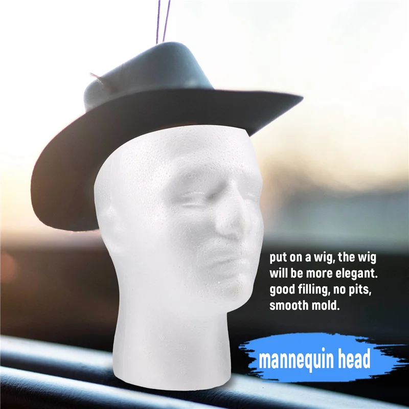 A05E-Male Wig Display Cosmetology Mannequin Head Stand Model Foam White thumbnail 2