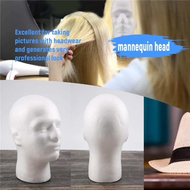 A05E-Male Wig Display Cosmetology Mannequin Head Stand Model Foam White thumbnail 4