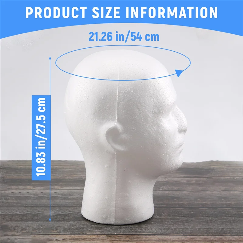 A05E-Male Wig Display Cosmetology Mannequin Head Stand Model Foam White thumbnail 6