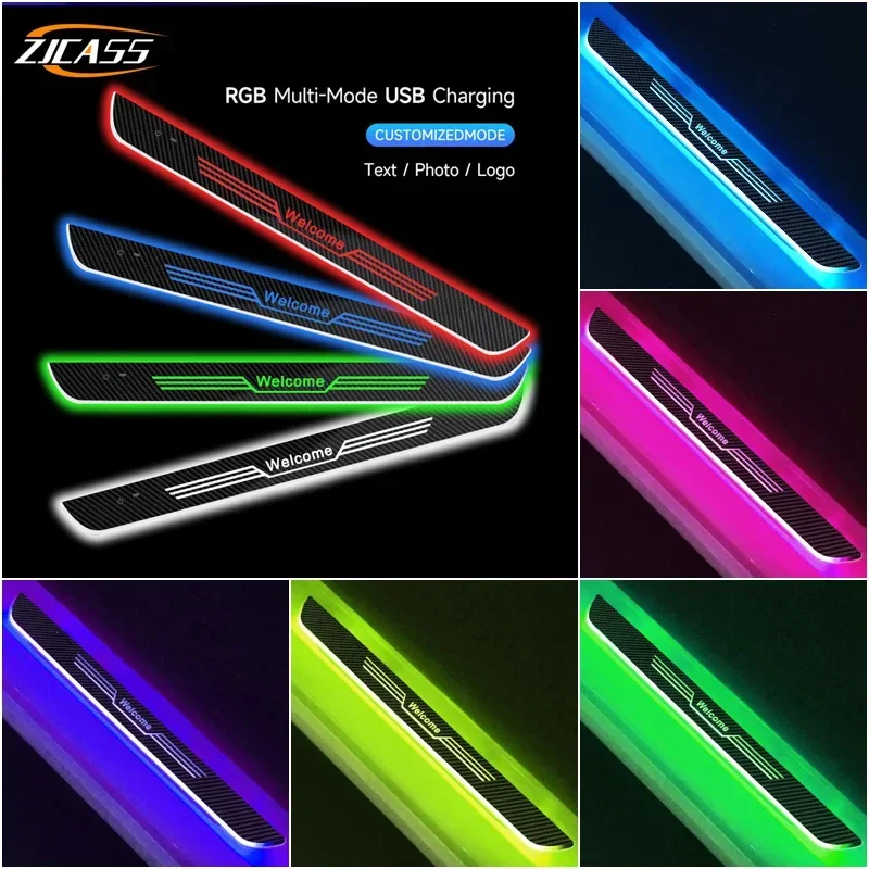 Customizable LOGO For FORD car pedal light Door opening warning RGB dynamic welcome light Multifunctional LED atmosphere Lamp thumbnail 6