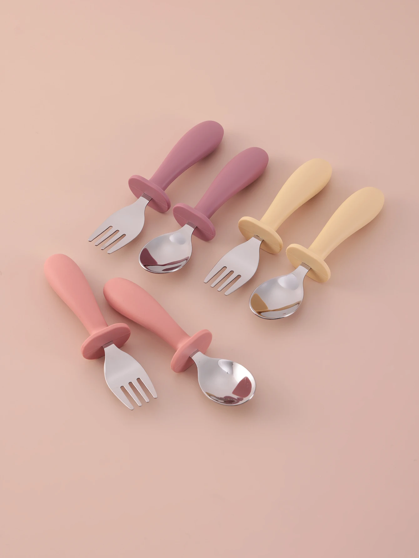 2PCS Stainless Steel Fork Spoon Set For Baby Weaning Toddler Self Feeding Food Utensils Safe Dinnerware Kids Cutlery Items thumbnail 2