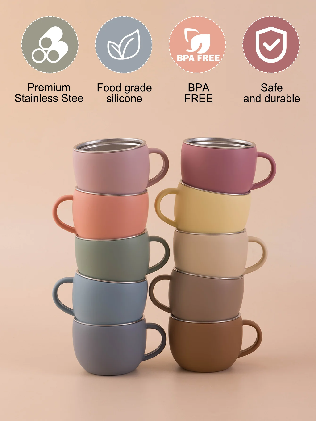 1PCS Stainless Steel Cup For Baby BPA Free Detachable Silicone Spout Single Handle Learning Drinking Cup Safe Kids Water Bottle thumbnail 5