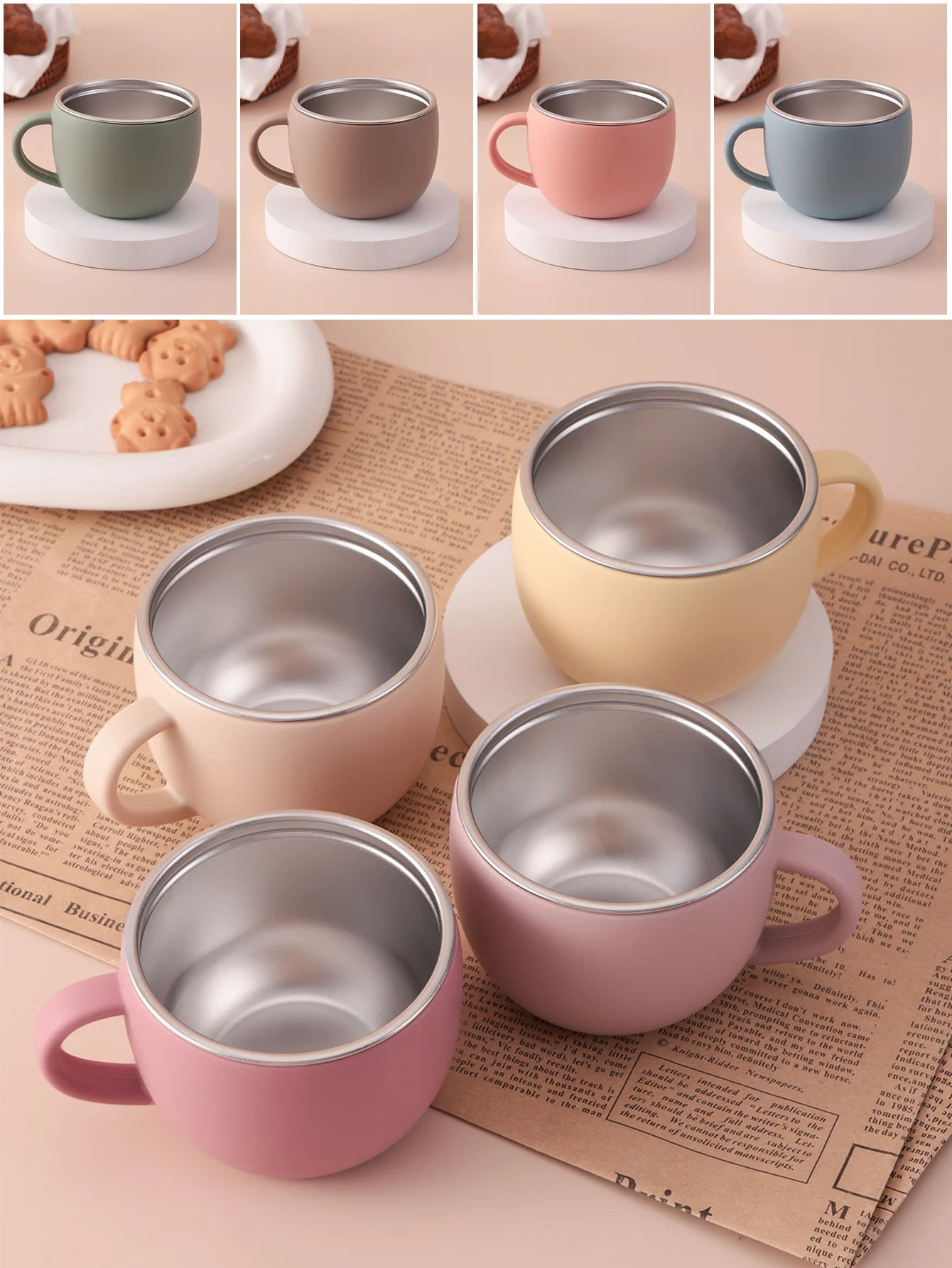 1PCS Stainless Steel Cup For Baby BPA Free Detachable Silicone Spout Single Handle Learning Drinking Cup Safe Kids Water Bottle thumbnail 6