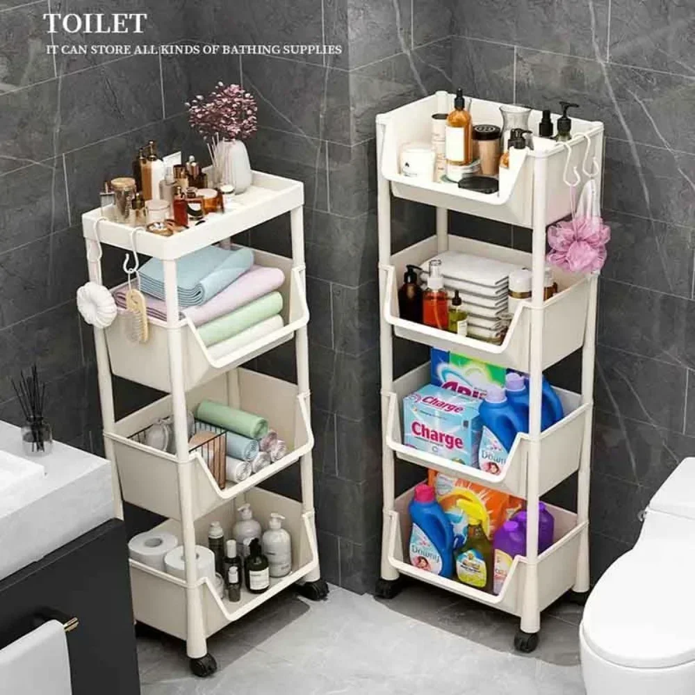 Versatile 2-5Tier Rolling Storage Cart with Wheels Perfect Bathroom Kitchen Office Ideal Groceries Snacks Toys Books Toiletries thumbnail 5