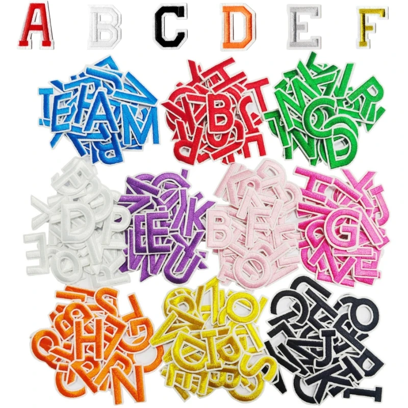 26Pcs/Set 5cm Alphabet English Letter Embroidered Patches Fabric Applique Iron On for DIY Crafts Name Sticker Sewing Supplies