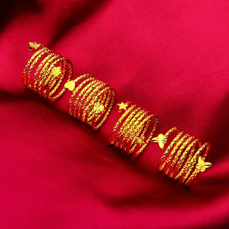 Dubai Spiral Flower Ring Brazilian Women 24K Gold Color Wedding Bride Arabic Ethiopian Big Nigerian Jewellery Moroccan Resizable thumbnail 2