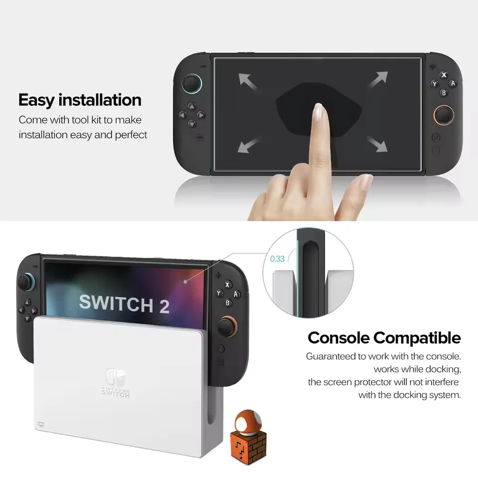 1-3Pcs Easy Installation Screen Protector for Switch 2 Game Console Protect HD Tempered Glass for Switch Oled Films thumbnail 4