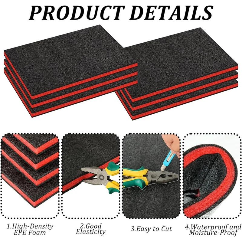 【24 Hours Sale】Foam Liner Sheets For Tool Boxes, 4 Pack Polyethylene Inserts 18 X 13 X 1 Inch, Tools Case Organizer thumbnail 2