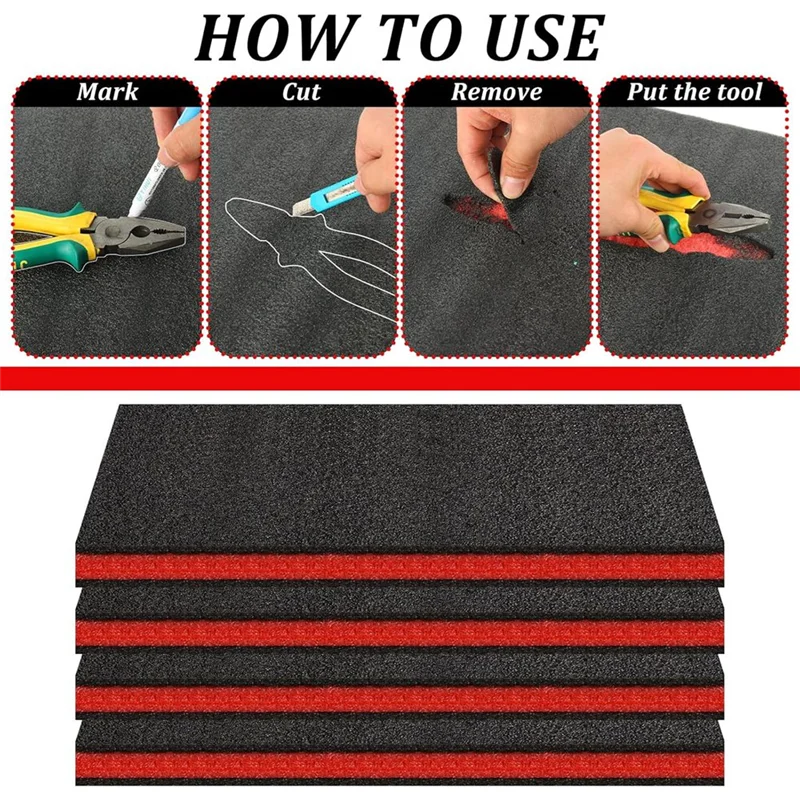 【24 Hours Sale】Foam Liner Sheets For Tool Boxes, 4 Pack Polyethylene Inserts 18 X 13 X 1 Inch, Tools Case Organizer thumbnail 3