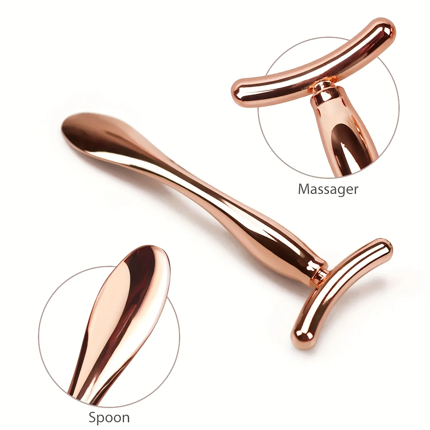 2-Piece Metal Facial Roller And Eye Massager Set, Aids In Eye And Face Cream Application, Manual Skin Care Tool Eye Massage Stic thumbnail 3