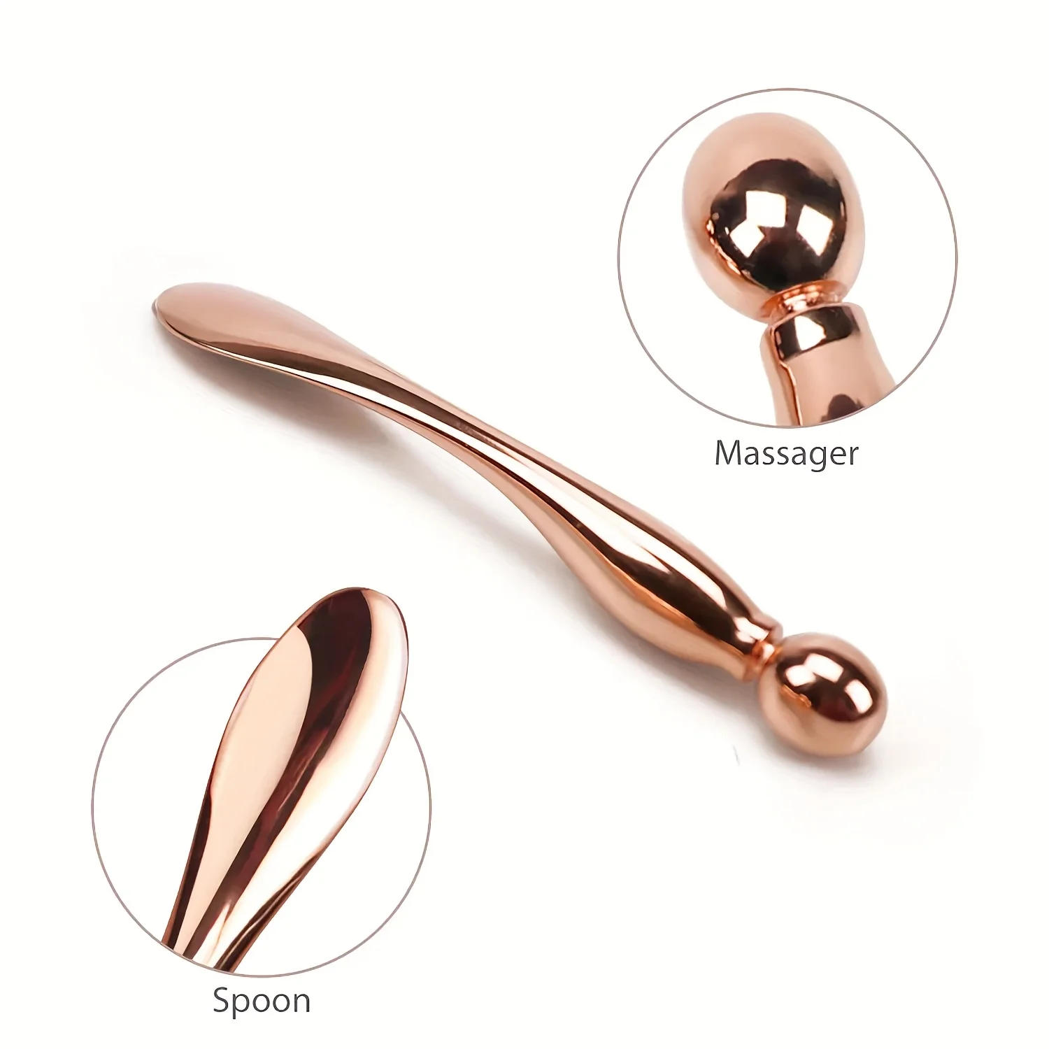 2-Piece Metal Facial Roller And Eye Massager Set, Aids In Eye And Face Cream Application, Manual Skin Care Tool Eye Massage Stic thumbnail 4