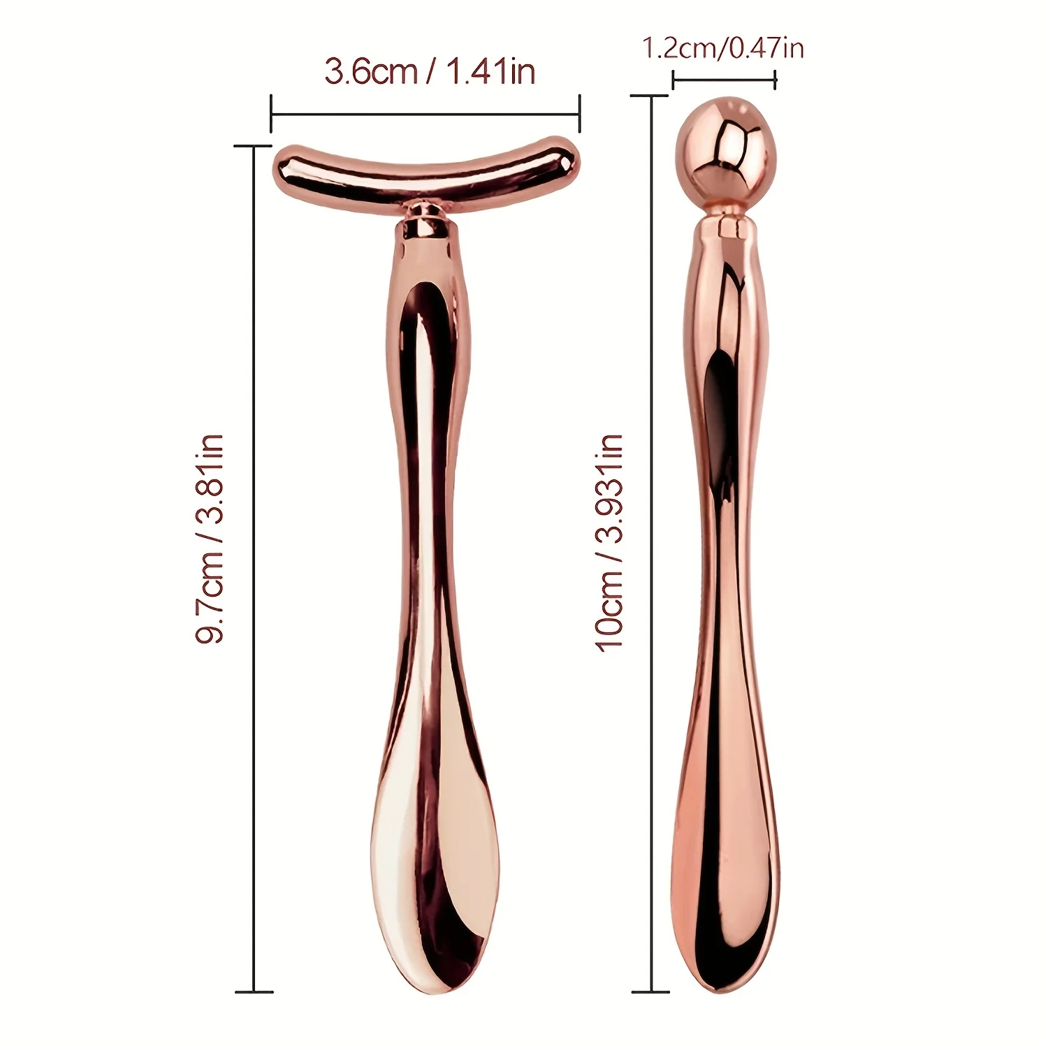 2-Piece Metal Facial Roller And Eye Massager Set, Aids In Eye And Face Cream Application, Manual Skin Care Tool Eye Massage Stic thumbnail 2