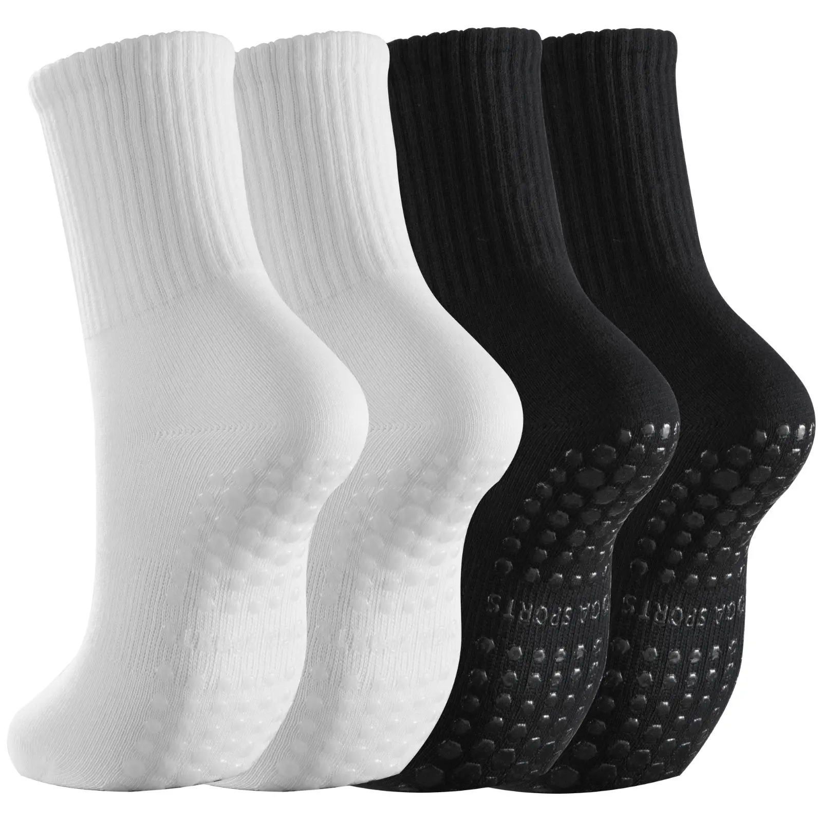 RMSWEETYIL 2 Pairs Pilates Yoga Socks with Grips for Women Non Slip Grip Dance Ballet Non Skid Exercise Sticky Socks  for Womens