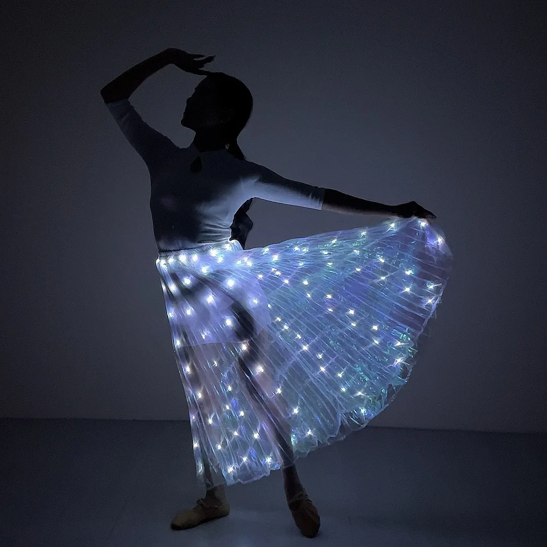 Ruoru Led Skirt Women Belly Dancing Light Up Skirt Long Tutu for Girls Festival Rave Accessories Dance Light Up Props Carnival thumbnail 2