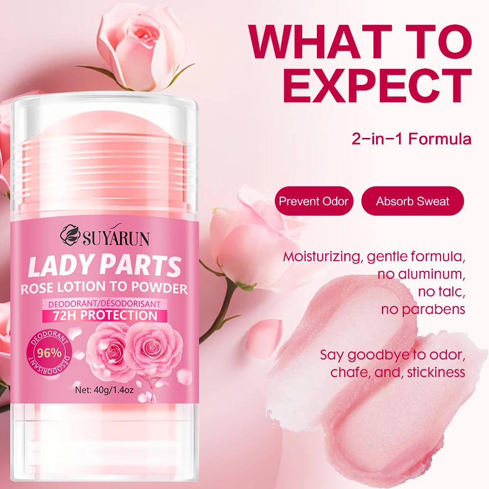 SUYARUN Women's Rose Deodorant Stick Natural Odor Control for Hands Feet Armpits - Long-Lasting Freshness Anti-Perspirant. thumbnail 3