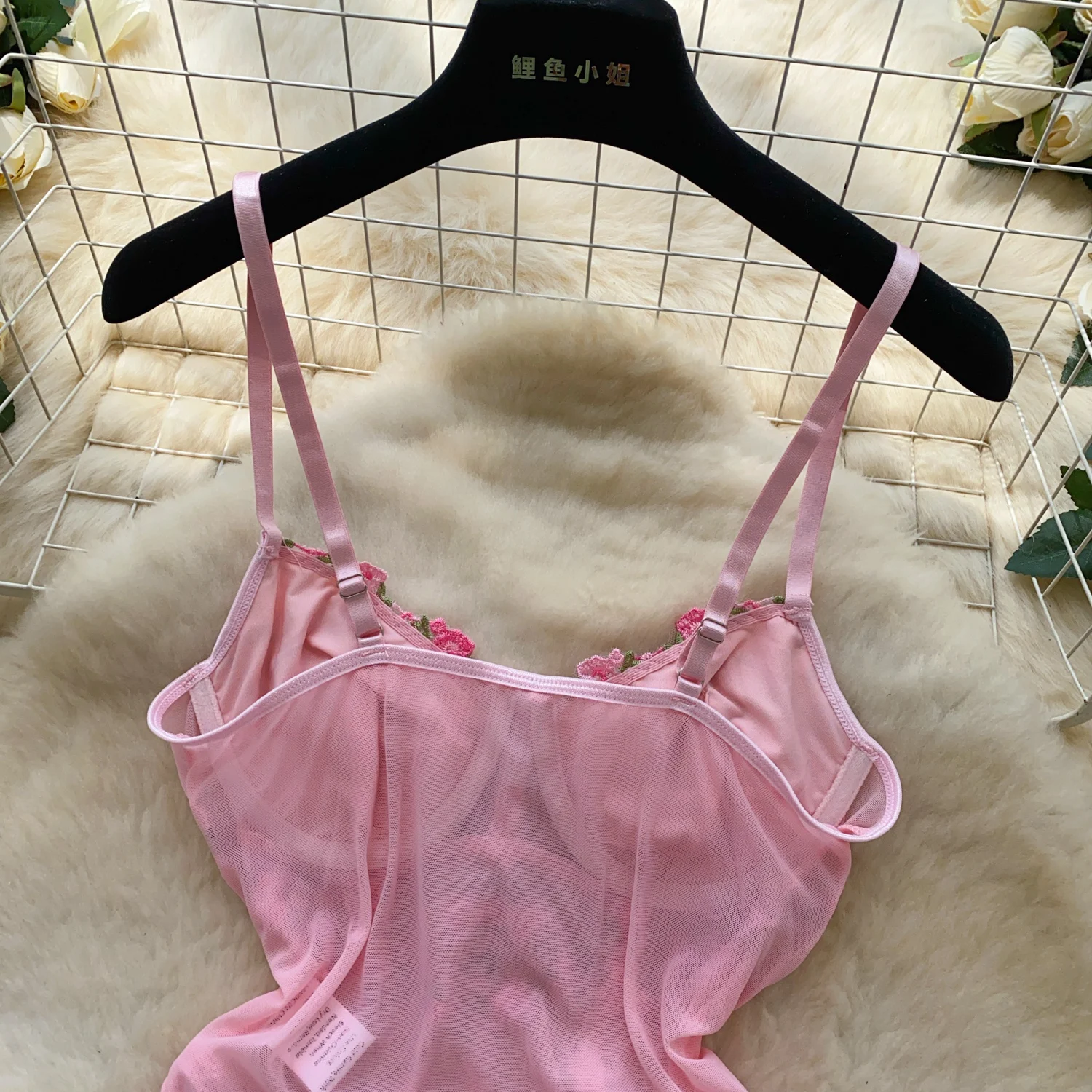 Sexy Embroidered mesh Corset  bodysuits Chic Korean Camis Tank Top Basic Fashion Off Shoulder Summer Women Clothing thumbnail 6
