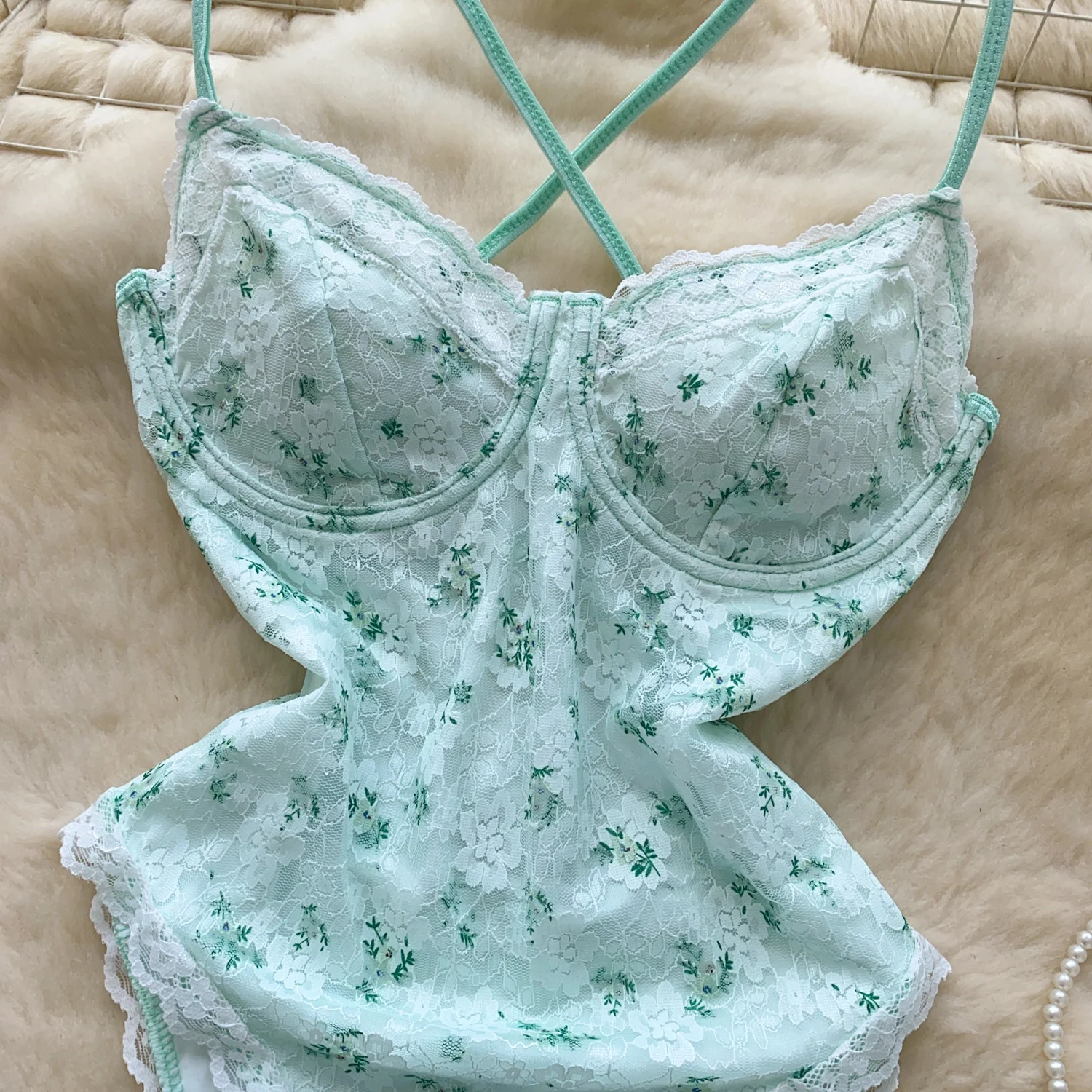 Sexy lace print Corset  bodysuits Chic Korean Camis Tank Top Basic Fashion Off Shoulder Summer Women Clothing thumbnail 6