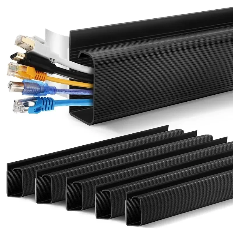 Self Adhesive Under Desk Cable Management PVC Tray Cord Organizer No Drill Power Strip Holder Wire Hider Raceway Mounting Kit thumbnail 2