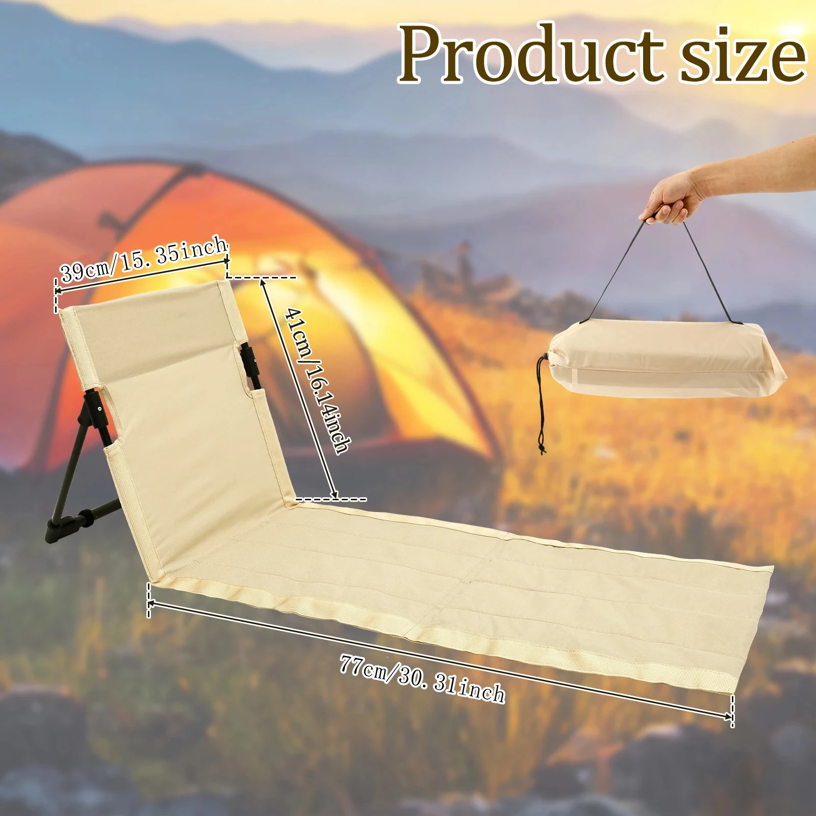 Outdoor Foldable Camping Chair Oxford Cloth Camping Floor Chair Garden Park Single Lazy Chair Backrest Cushion Picnic Back Chair thumbnail 3