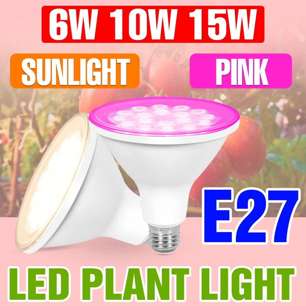 15W 10W 6W LED Grow Light Bulb E27/E26 Full Spectrum Indoor Potted Flowers Fleshy Plants Hydroponics Cultivation Lamp AC100-277V