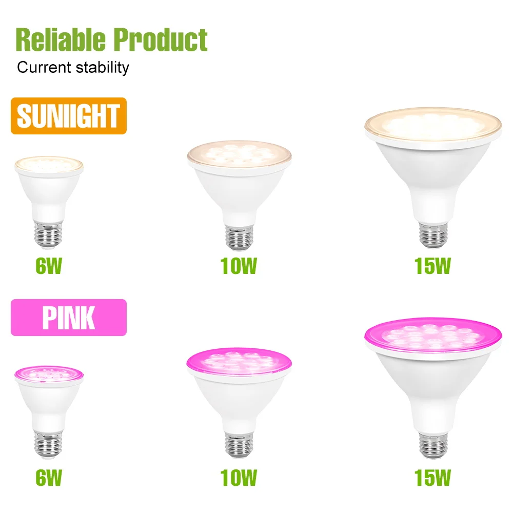 15W 10W 6W LED Grow Light Bulb E27/E26 Full Spectrum Indoor Potted Flowers Fleshy Plants Hydroponics Cultivation Lamp AC100-277V thumbnail 2