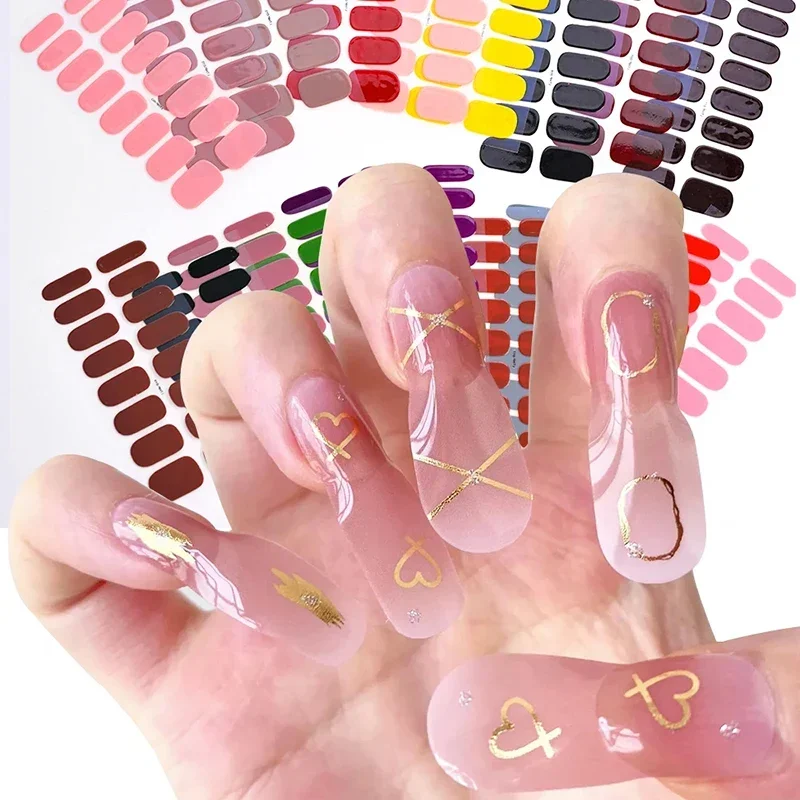UV Semi-Cured Gel Nail Wraps Stickers Strips French Long Lasting Full Cover LED Gel Semi Cured Nail Sliders For Nail Extension thumbnail 2