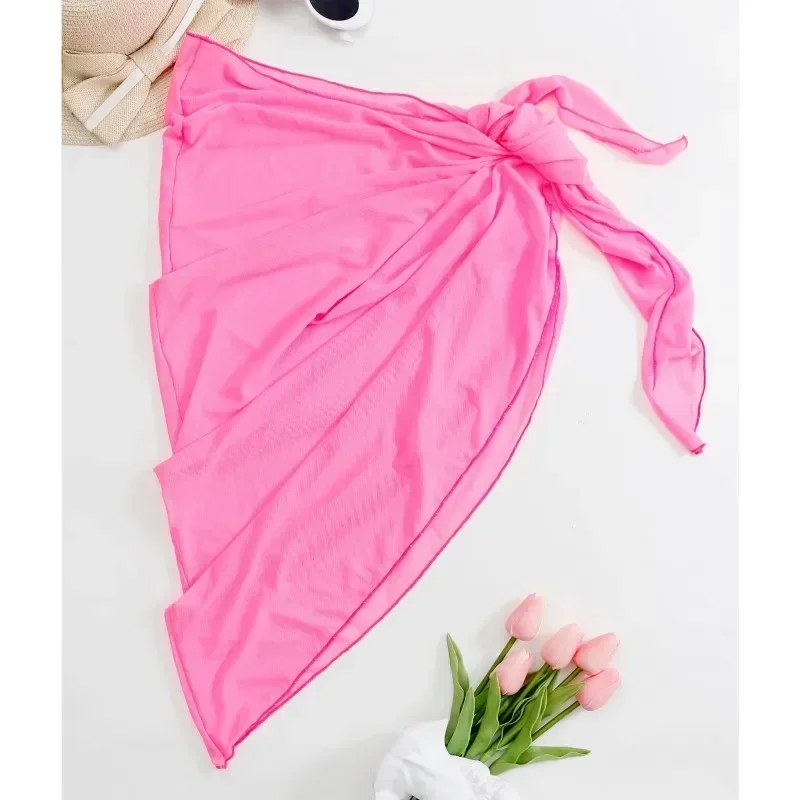 Summer Beach Dress Wrap Sheer Wrap Knot Waist Swimsuit Cover Up Skirt Bikini Wraps Scarf Swimwear Cover Ups Women Bikini Shawls thumbnail 4