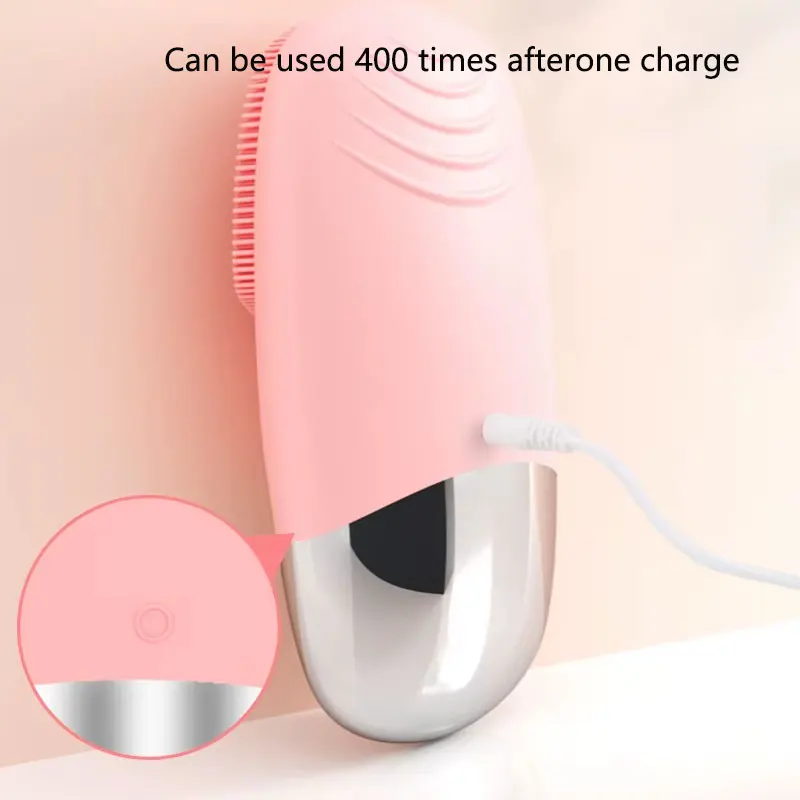 Square Electric Facial Cleansing Brush Silicone Rechargeable Introducer Beauty Device Ultrasonic Face Cleaning Massage Tool thumbnail 6