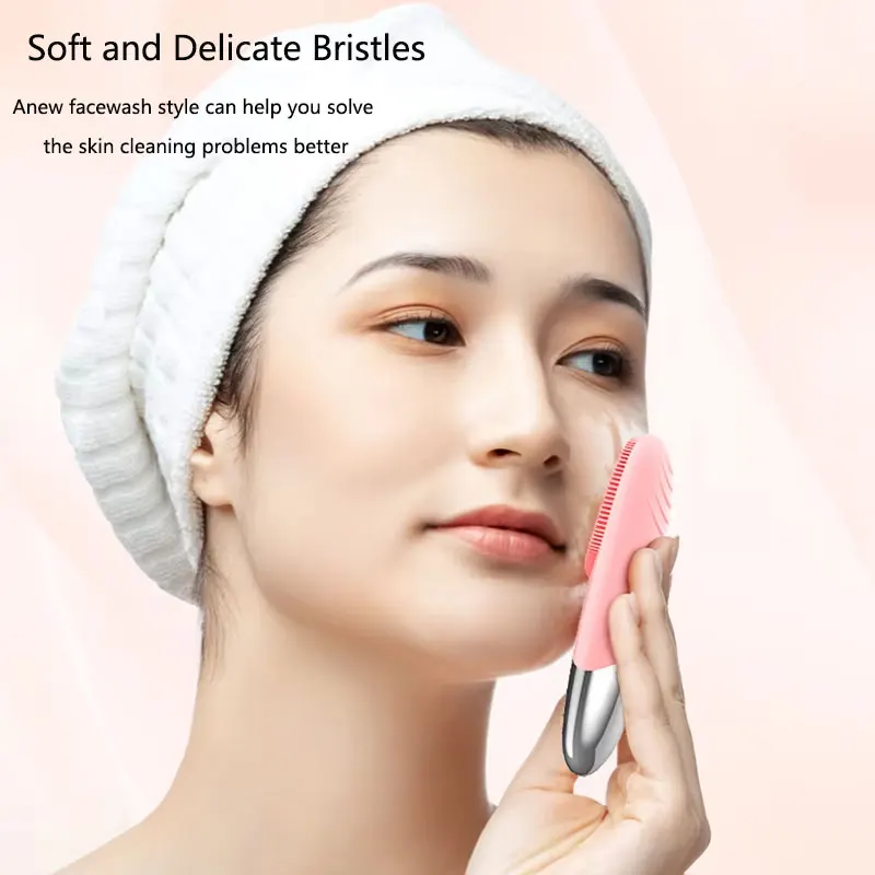 Square Electric Facial Cleansing Brush Silicone Rechargeable Introducer Beauty Device Ultrasonic Face Cleaning Massage Tool thumbnail 5